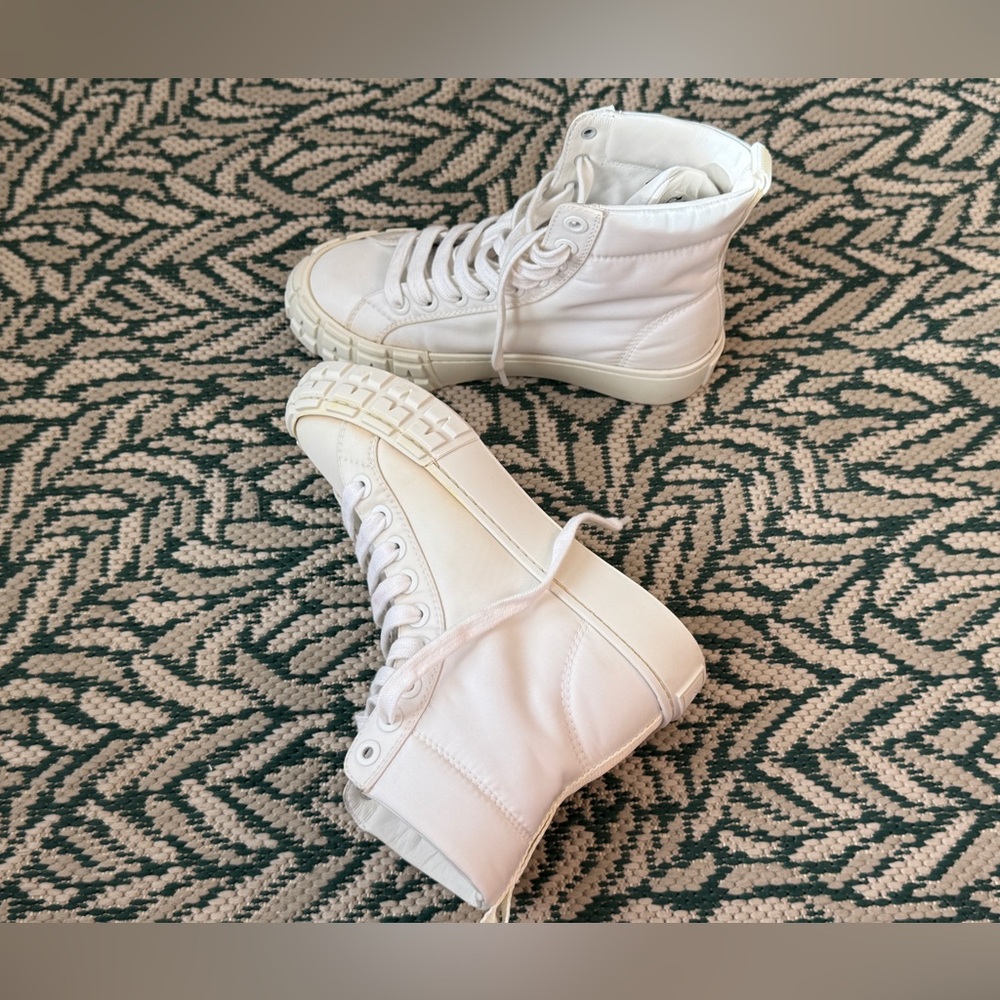 PRADA Authentic Combat High Top White Sneakers